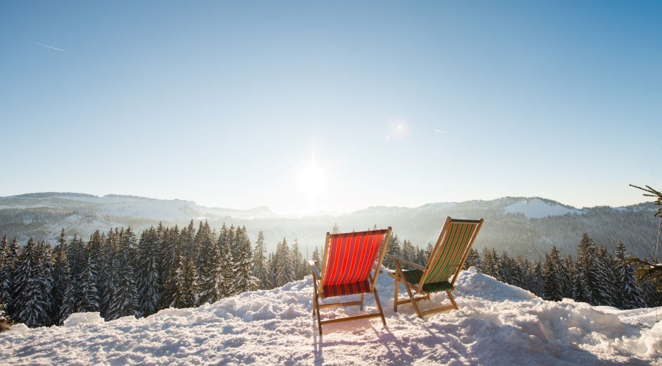 Blick auf die verschneiten Berge von der Mittelalpe © Tourismus Hörnerdörfer, F. Kjer
