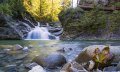 Romantischer Wasserfall eines Baches in einer allgäuer Klamm © Dominic Ultes