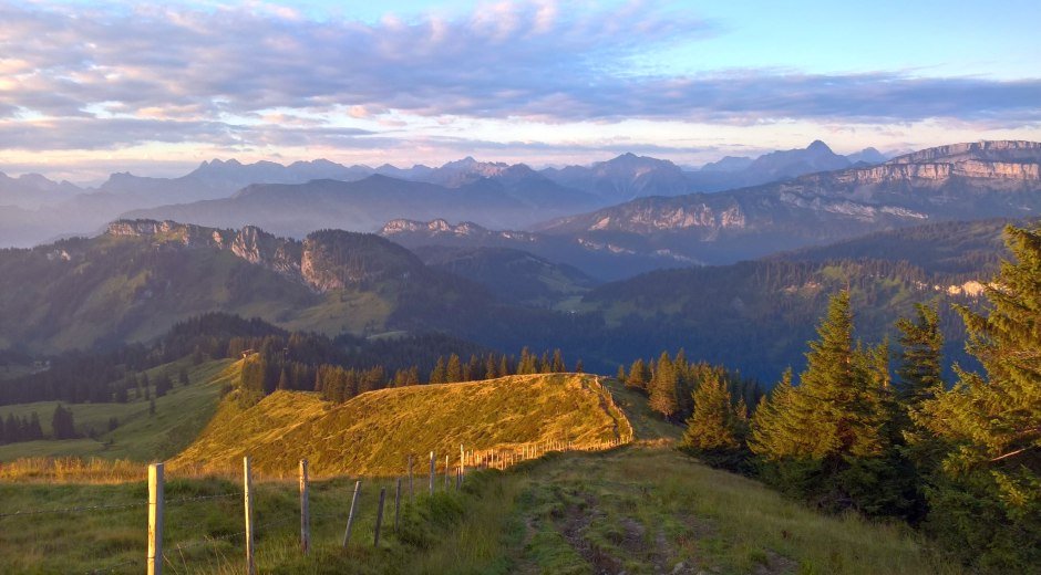 Im Sommer bieten die Hörnerdörfer auch geführte Sonnenaufgangstouren auf den Gipfel des Riedberger Horns an © Tourismus Hörnerdörfe, K.P. Kappest