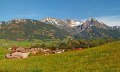 Blick auf die Allgäuer Berge bei Fischen © Tourismus Hoernerdoerfer GmbH, @Roswitha Schoellhorn