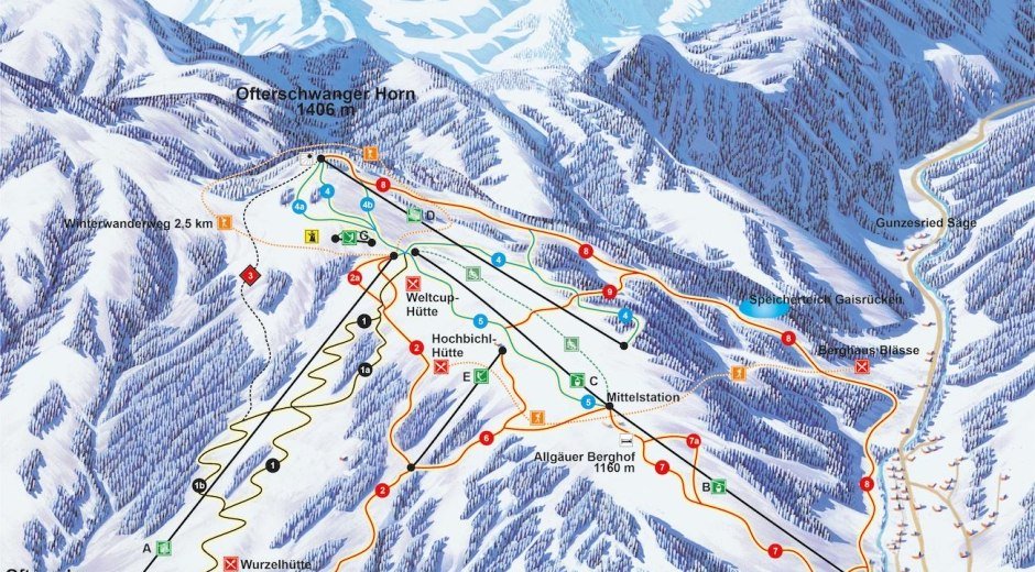 Skigebiet Ofterschwang-Gunzesried - Pistenplan © Bergbahnen Ofterschwang-Gunzesried