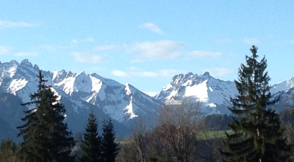 Aussicht von Untermühlegg auf den Allgäuer Hauptkamm