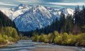 Iller am südlichen Ende des Auwaldsees mit Blick auf den Allgäuer Hauptkamm © Tourismus Hörnerdörfer, W. Monschau