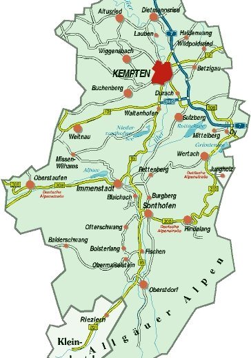 Übersichtskarte Landkreis Oberallgäu © Landkreis Oberallgäu