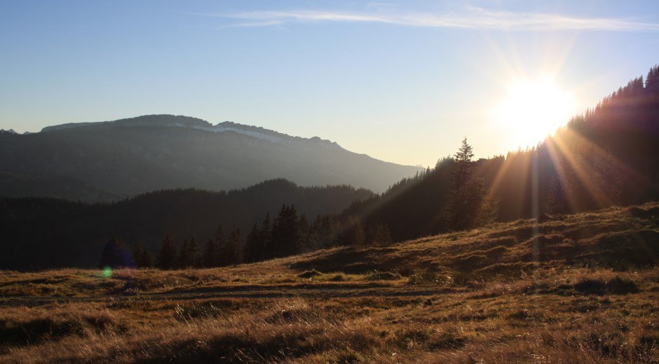 Sonnenuntergang beim Abstieg