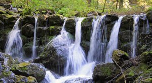 Kleiner idyllischer Wasserfall eine oberallgäuer Baches © Dominic Ultes