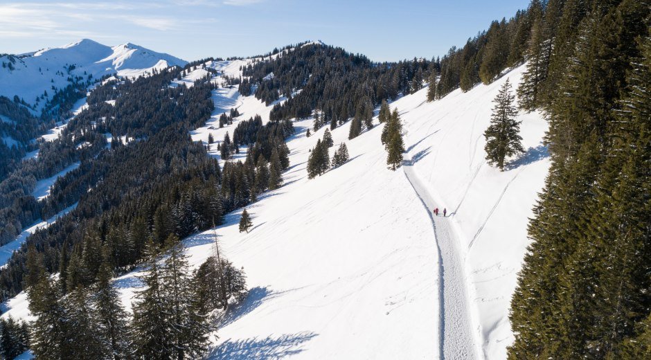 Winterwanderweg zum Berghaus Schwaben in Bolsterlang © Tourismus Hörnerdörfer, F. Kjer