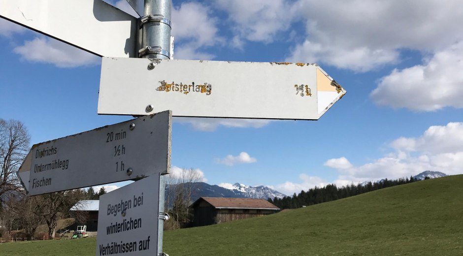 Wegweiser Richtung Bolsterlang