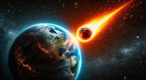 Brennender Komet rast auf die Erde zu. © AdobeStock 903266824